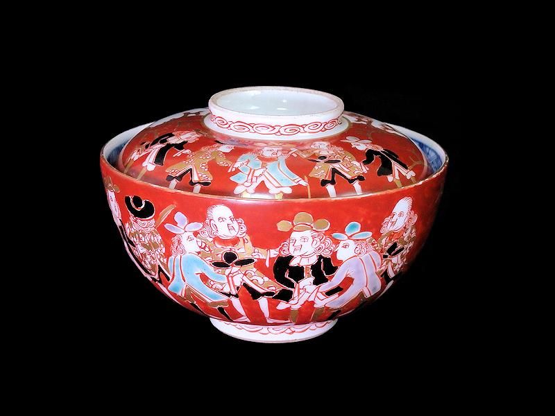 珍品❗名品❗】明治時代 大聖寺伊万里 韃靼人と南蛮舟に花の