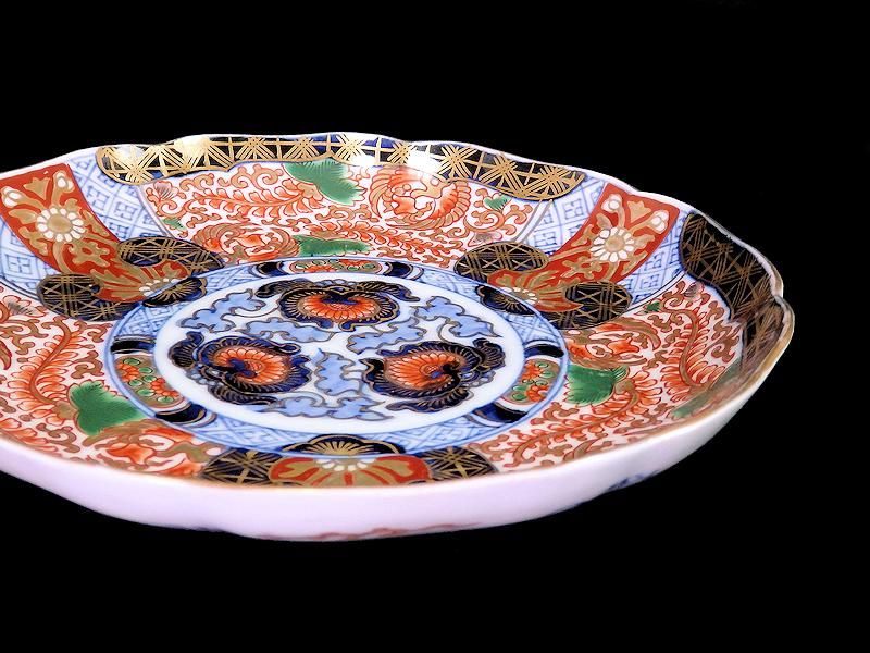古伊万里 金襴手 鶴に菊 宝船の図 7寸皿 2枚 D983AS-CEl