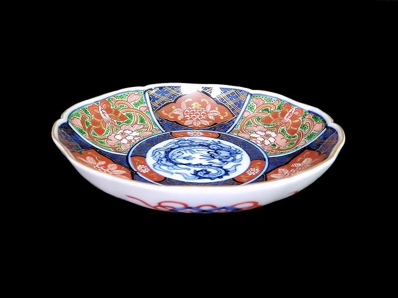 大聖寺伊万里 金襴手 蝶に龍紋図 4寸皿 5枚セット