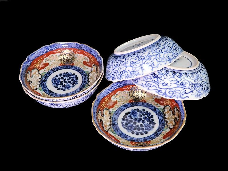 大聖寺伊万里 金襴手 団龍紋に花図 蓋茶碗