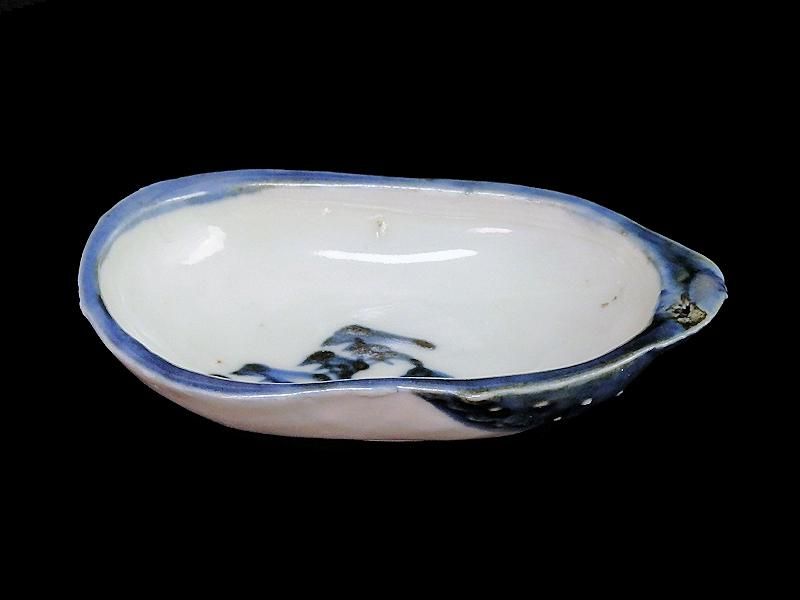 古伊万里 染付 松林の図 茄子型変形皿 豆皿
