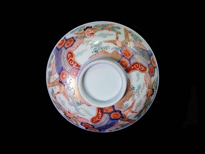 人気ランキング 古伊万里 蓋茶碗 孔雀羽に亀甲紋図 雲鶴に松竹 金襴手 工芸品