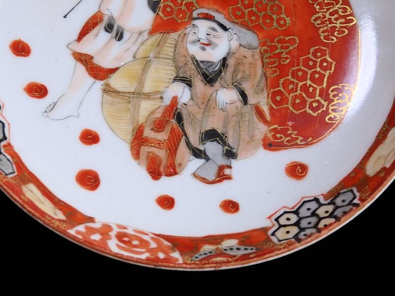 九谷 色絵 橋田画 恵比寿大黒図手塩皿 2枚セット
