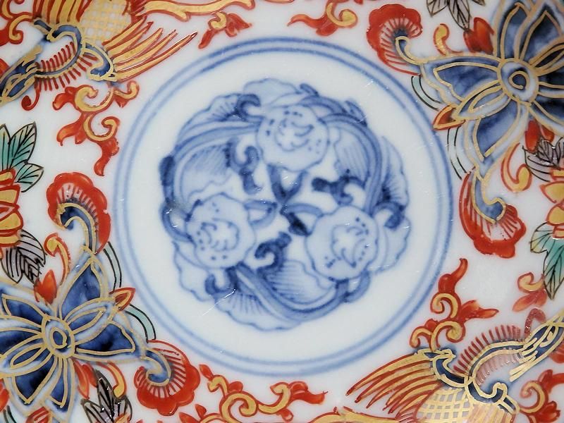 古伊万里 金襴手 鳳凰に花図 4寸皿 5枚セット 古伊万里 金襴手 鳳凰に花図 4寸皿 5枚セット