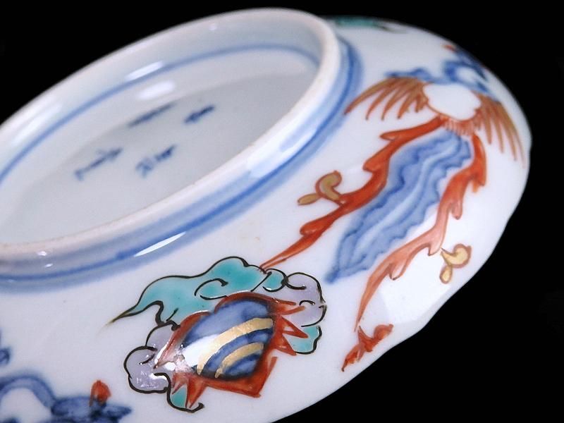 古伊万里 金襴手 鳳凰に花図 4寸皿 5枚セット 古伊万里 金襴手 鳳凰に花図 4寸皿 5枚セット