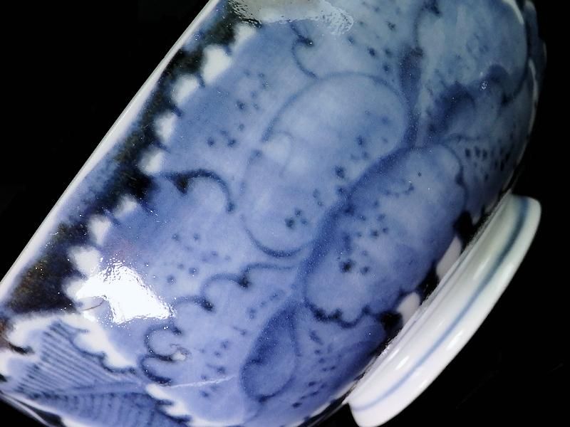 古伊万里 染付 牡丹図 蓋茶碗 古伊万里 染付 牡丹図 蓋茶碗