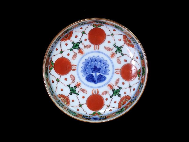 古伊万里　金襴手　瓔珞紋に龍の図　大振蓋茶碗　文政6年　D821AS-CIt 古伊万里 金襴手 瓔珞紋に龍の図 大振蓋茶碗 文政6年 D821AS-CIt