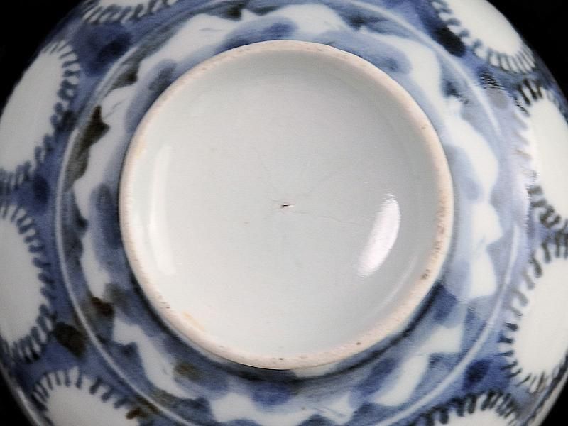 古伊万里 染付 雪輪紋図 蓋茶碗 古伊万里 染付 雪輪紋図 蓋茶碗