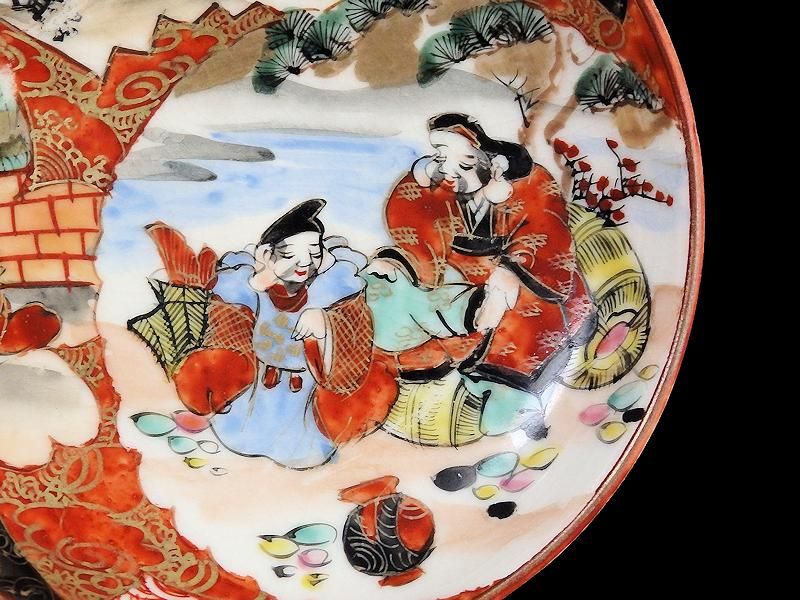 九谷 色絵 橋田画 恵比寿大黒図手塩皿 2枚セット 九谷 色絵 橋田画 恵比寿大黒図手塩皿 2枚セット