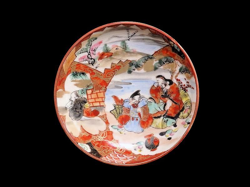 九谷 色絵 橋田画 恵比寿大黒図手塩皿 2枚セット 九谷 色絵 橋田画 恵比寿大黒図手塩皿 2枚セット