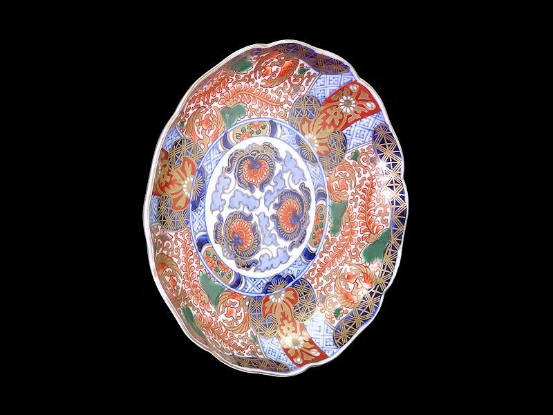 古伊万里 金襴手 鳳凰の図 鮑型変形皿 5客 E941AS-CRr