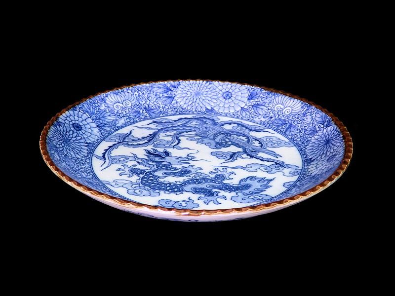 伊万里 染付 印判 鳳凰に麒麟図 油壷