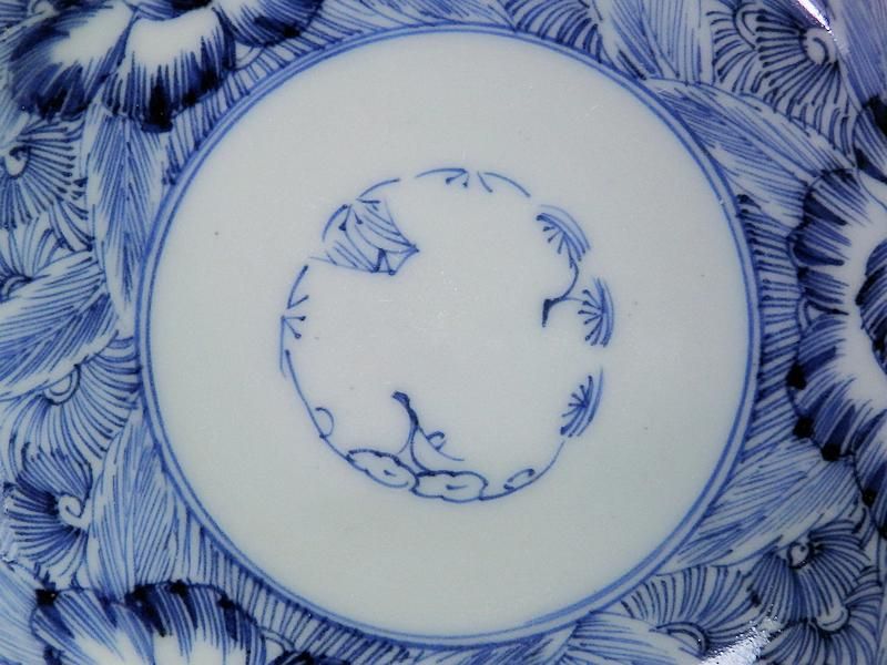 古伊万里 染付 線描草花紋図 3寸半皿 手塩皿 2枚セット