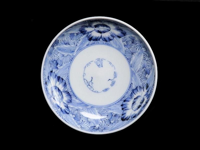古伊万里 染付 透かし 波千鳥の図 盃台 D195AS-fbhb