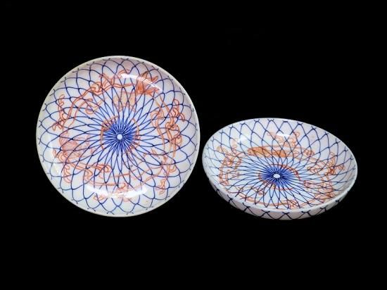 古伊万里 色絵 網目に金魚図 4寸皿 古伊万里 色絵 網目に金魚図 4寸皿