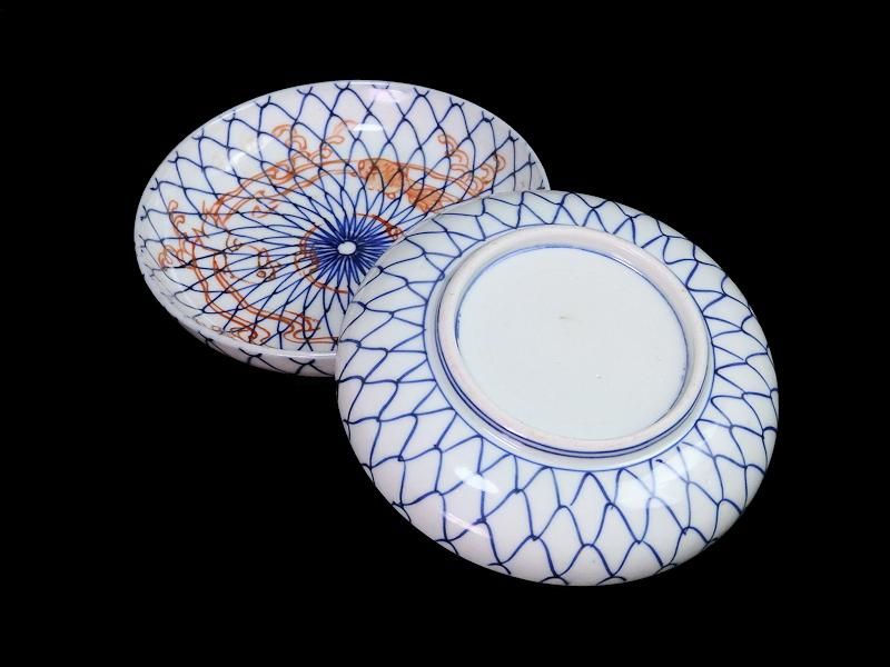 古伊万里 色絵 網目に金魚図 4寸皿 古伊万里 色絵 網目に金魚図 4寸皿