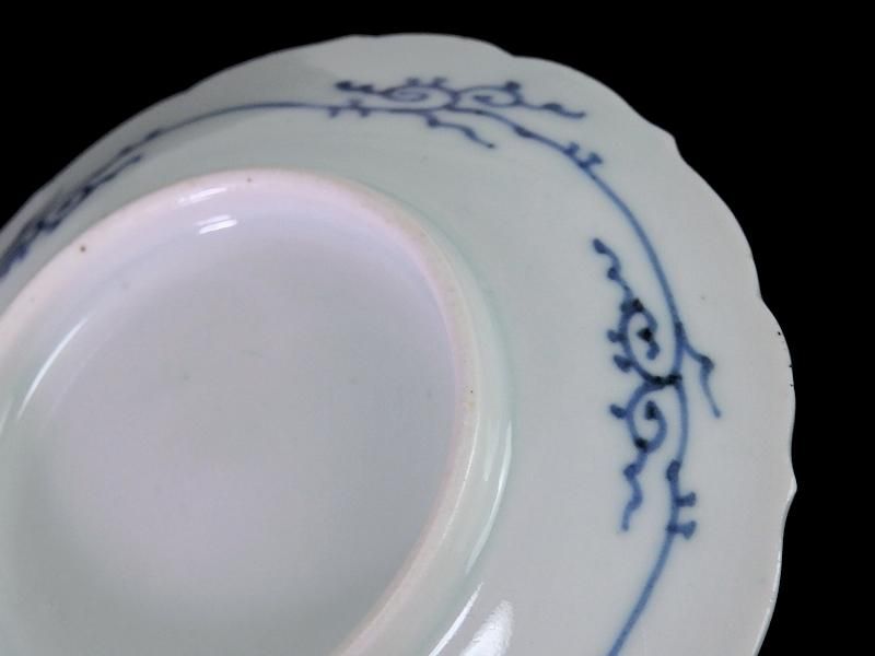 古伊万里 染付 朝顔にバッタ図 豆皿 手塩皿