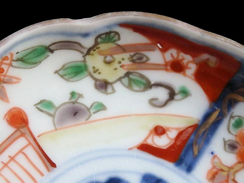 古伊万里 金襴手 烏帽子に紅葉の図 豆皿 手塩皿 2枚 E201AS-CPw