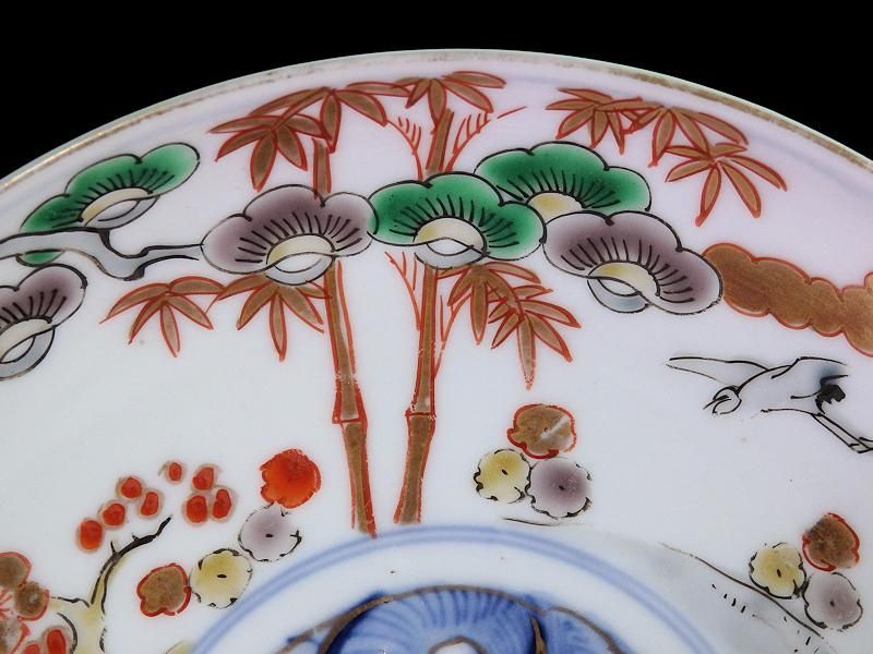 古伊万里 色絵 松竹梅に団龍紋図 5寸皿 5枚セット 古伊万里 色絵 松竹梅に団龍紋図 5寸皿 5枚セット