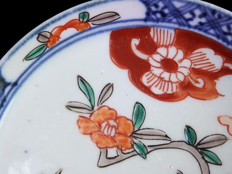 古伊万里　色絵　垣根に椿の図　4寸皿　５枚　F018AS-fbrn 古伊万里 色絵 垣根に椿の図 4寸皿 5枚 F018AS-fbrn - メルカリ