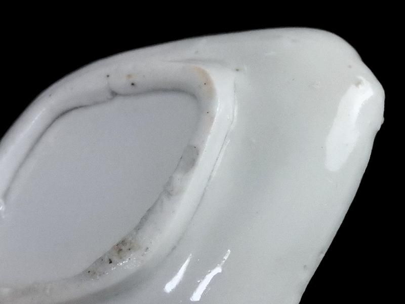 古伊万里 染付 型刷印判 幾何学文様図 糸巻形変形皿 江戸期