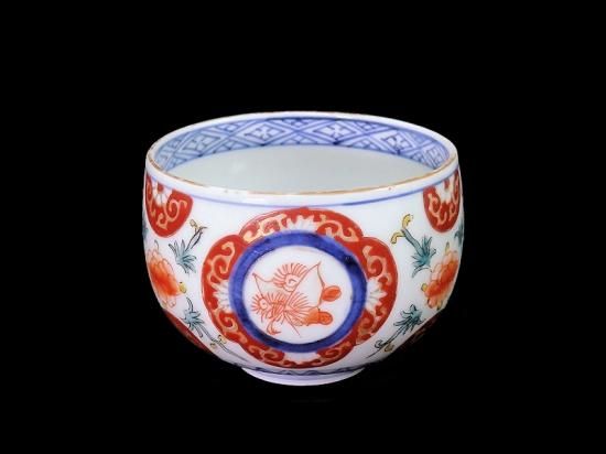 古伊万里色絵波うさぎ蓋茶碗 江戸後期