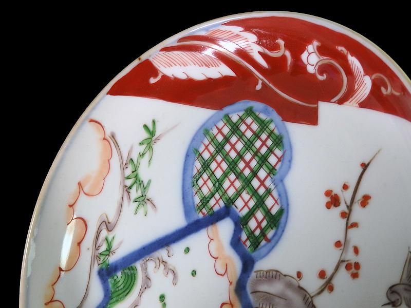 伊万里 色絵 梅に鳥 波千鳥図 5寸半皿 6枚セット 伊万里 色絵 梅に鳥 波千鳥図 5寸半皿 6枚セット