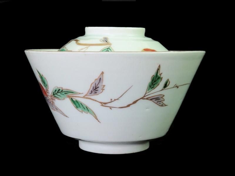 古伊万里 色絵 栗の図 蓋茶碗 江戸期 古伊万里 色絵 栗の図 蓋茶碗 江戸期