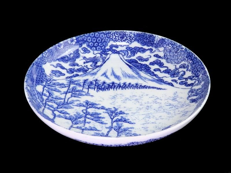 古伊万里 染付 型刷り印判 富士に龍図 5寸皿 2枚セット 古伊万里 染付 型刷り印判 富士に龍図 5寸皿 2枚セット