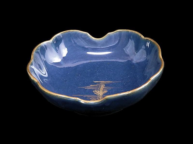 古伊万里 瑠璃 若松図 膾皿 向付 3客セット