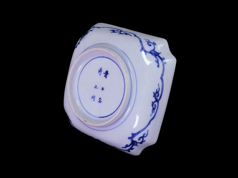 大聖寺伊万里 染錦 紅葉に唐人図 四方角皿