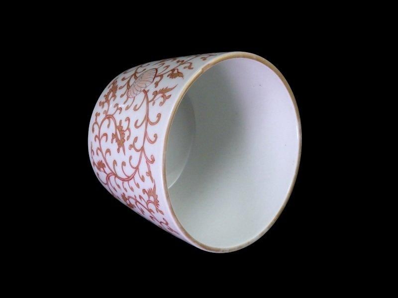伊万里金襴手葵図　蕎麦猪口　唐草　古伊万里　R1171w3ダA 古伊万里 金襴手 金唐草図 大振蕎麦猪口