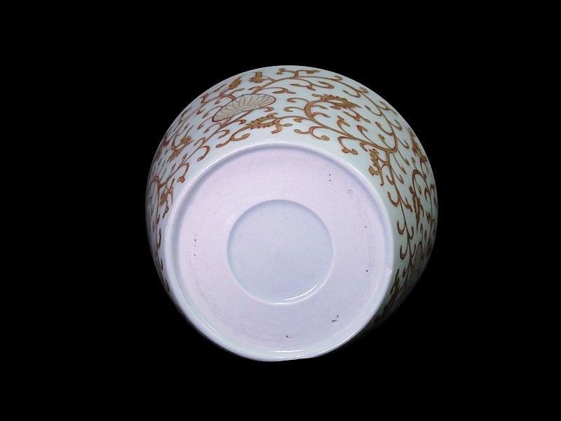 古伊万里　金襴手　金唐草の図　大振蕎麦猪口　E777AS-fbsc 古伊万里 金襴手 金唐草図 大振蕎麦猪口