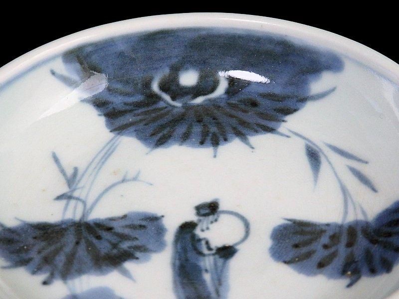 古伊万里 染付 竹下賢人図 小皿 膾皿