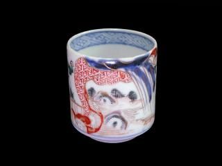 古伊万里 金襴手 松皮菱に松竹梅図 蕎麦猪口