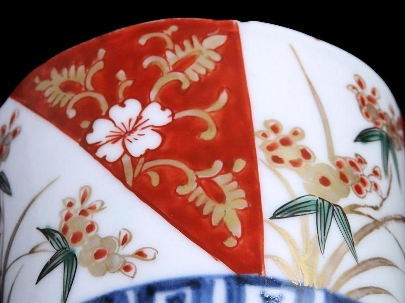 古伊万里　色絵　草花紋　桜に金唐草の図　蕎麦猪口　D242AS-CYh 古伊万里 色絵 金唐草に桜 草花紋図 蕎麦猪口