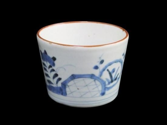 ♦明治時代 古伊万里 染付 蜻蛉 牡丹紋様 ７寸鉢アンティーク骨董品コレクション 古伊万里 染付 福文 牡丹と亀甲卍模様 線描き 四方変形鉢 - 生活