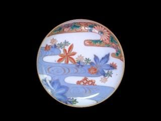 古伊万里　染付　松に山水の図　膾皿　5寸皿　C996AS-CVo 古伊万里 染付 松に山水の図 膾皿 5寸皿 C996AS-CVo