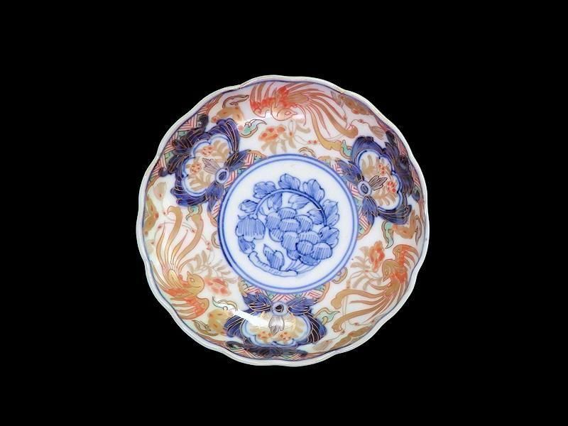 古伊万里 色絵 牡丹に鳳凰図 4寸皿 5枚セット