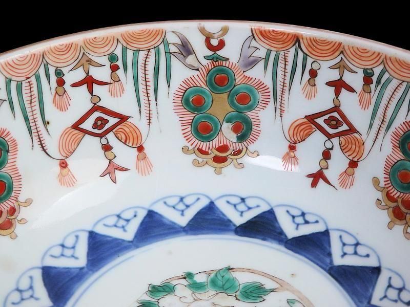 古伊万里　金襴手　牡丹に瓔珞紋の図　大鉢　B984AS-CZo 古伊万里 金襴手 牡丹に瓔珞紋図 大鉢