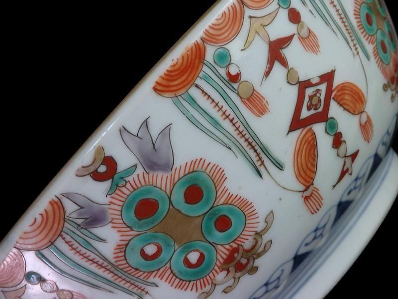 古伊万里 金襴手 牡丹に瓔珞紋図 大鉢