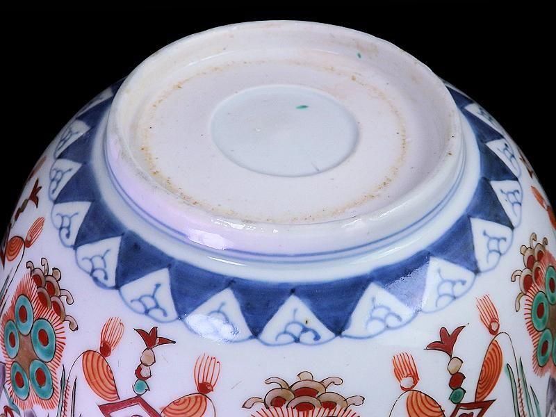 古伊万里 金襴手 牡丹に瓔珞紋の図 大鉢 B984AS-CZo 古伊万里 金襴手