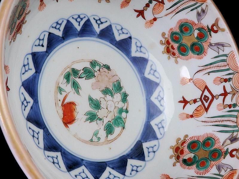 古伊万里 金襴手 牡丹に瓔珞紋図 大鉢