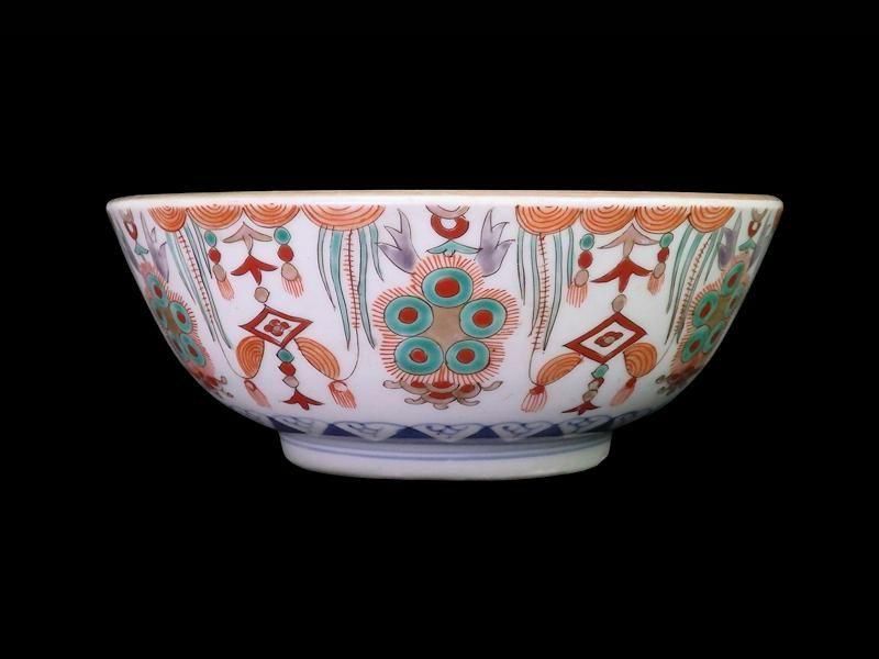 古伊万里 金襴手 牡丹に瓔珞紋図 大鉢