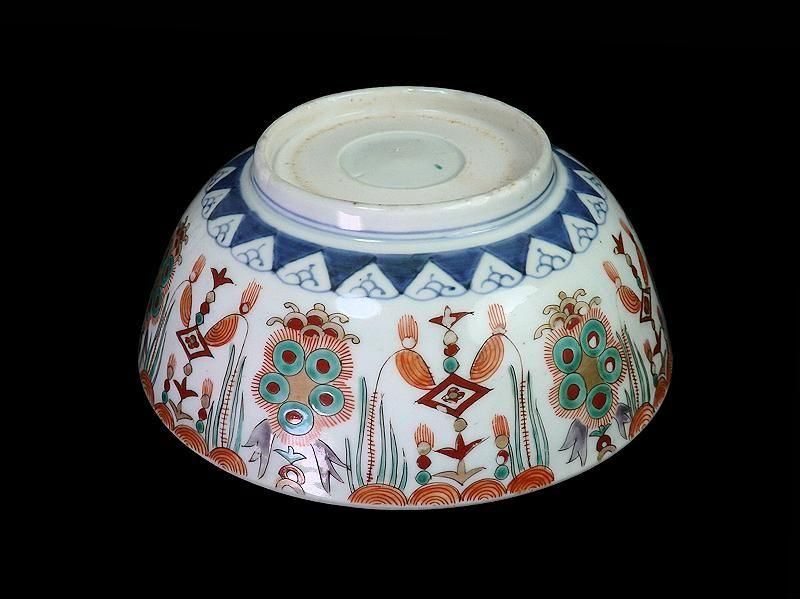 古伊万里 金襴手 牡丹に瓔珞紋図 大鉢