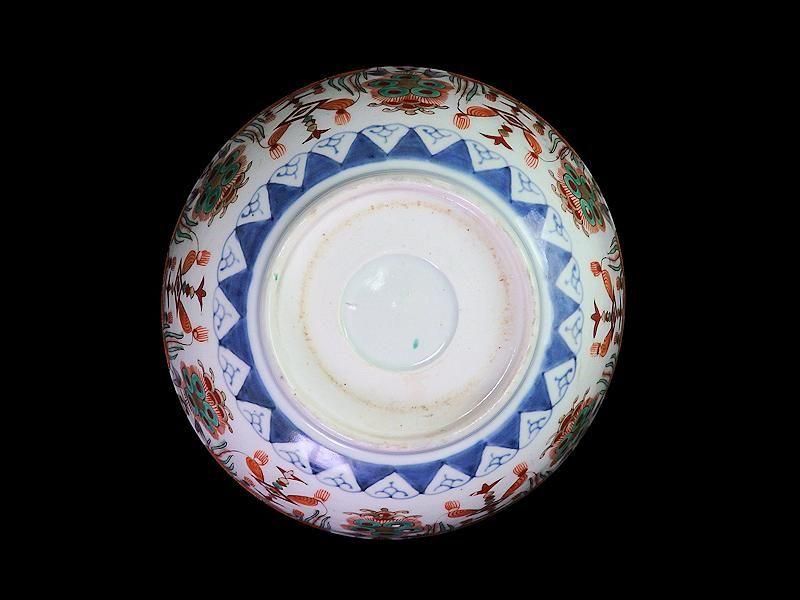 古伊万里　金襴手　牡丹に瓔珞紋の図　大鉢　B984AS-CZo 古伊万里 金襴手 牡丹に瓔珞紋の図 大鉢 B984AS-CZo 献上手