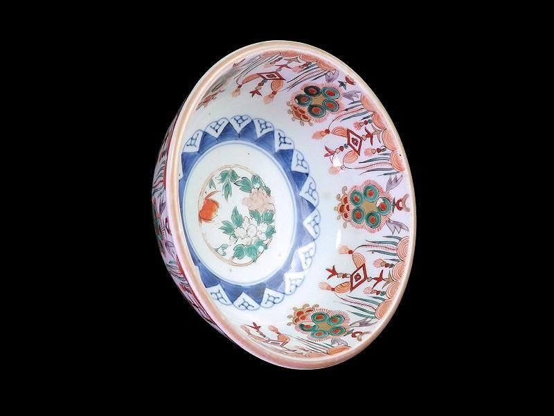 古伊万里 金襴手 牡丹に瓔珞紋図 大鉢