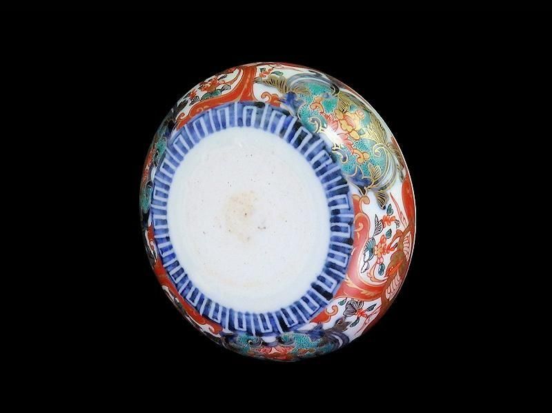 古伊万里 金襴手 窓絵鳳凰に花図 4寸皿