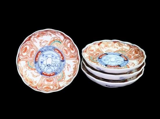 古伊万里 金襴手　鳳凰に龍の図　4寸皿　４枚　D43AS-fbuy5 古伊万里 金襴手 鳳凰に龍の図 4寸皿 4枚セット