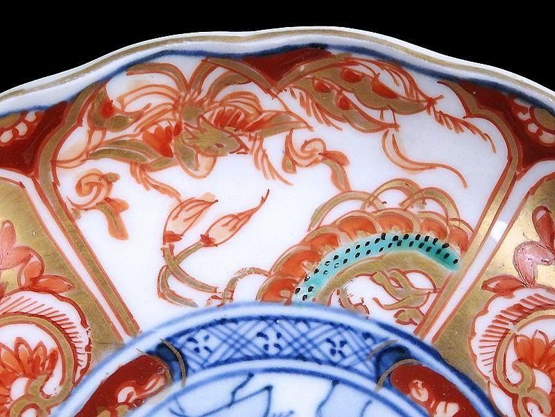 古伊万里 金襴手 鳳凰に龍の図 4寸皿 4枚セット